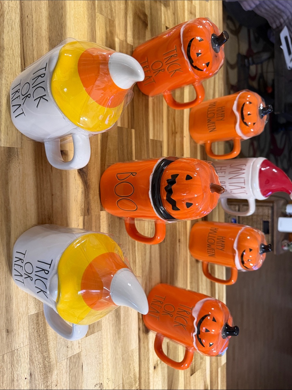 Rae Dunn Orange and Yellow Halloween Mugs